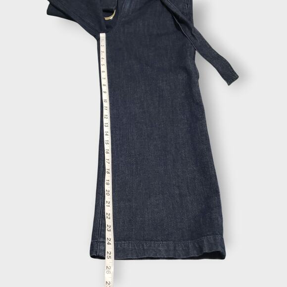 Express Paperbag Cropped Wide Leg Super High Rise Jeans Sz 6 Belted Dark Wash - Picture 13 of 15